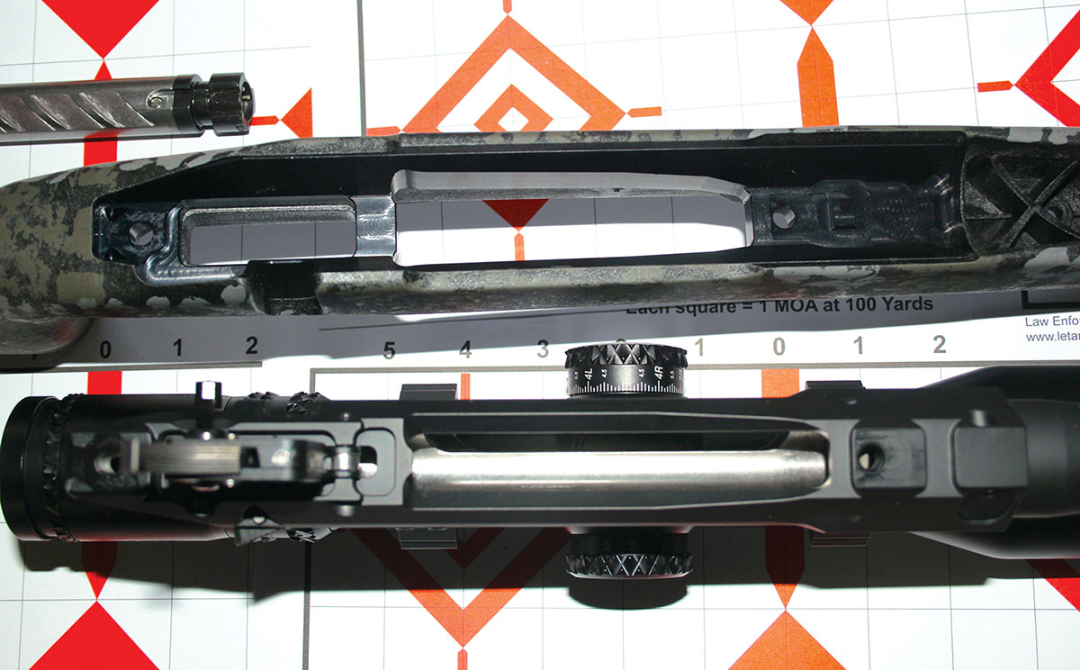 The carbon-fiber stock of the Seekins PH3 bolt-action rifle includes a milled- aluminum mini chassis to provide a rigid and stable bedding block for the new flat-bottomed PH3 Havak action.